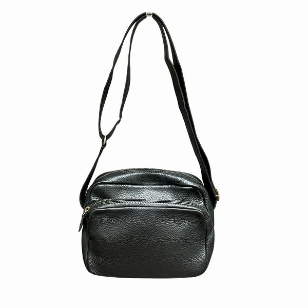 ヒロフ 斜めがけバッグ ブラック レザー バッグ ショルダーバッグ ユニセックス【中古】