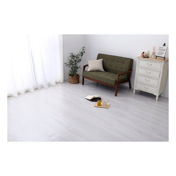 WFT-04 ウッド調フロアタイル 約91.4×15.2cm 72枚入り 約6畳分 ホワイト 81955963