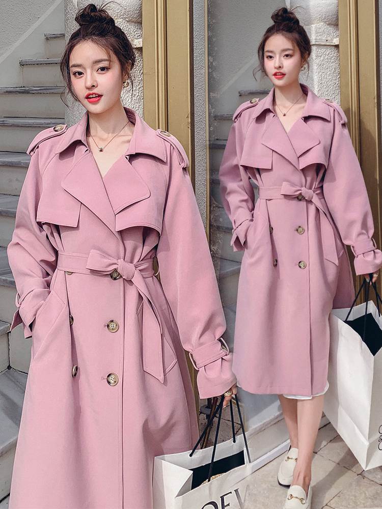 レディース コート ドレス トレンチコート アウター ミドル丈 ダブルボタン ベルト付き ショルダーストラップ 襟あり シンプル フェミニン 大人 上品 かっこいい ゴージャス セレブ 大人可愛い 韓