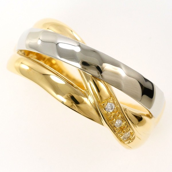 PT900 プラチナ K18YG リング 指輪 13号 ダイヤ 0.02 ジュエリー 中古