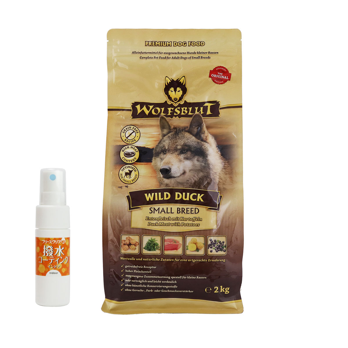 ウルフブラット スモールブリード ワイルド ダック（ダックとポテト） 2kg 【撥水コーティングインドア(水回り用) 20ml付き】 5,161円