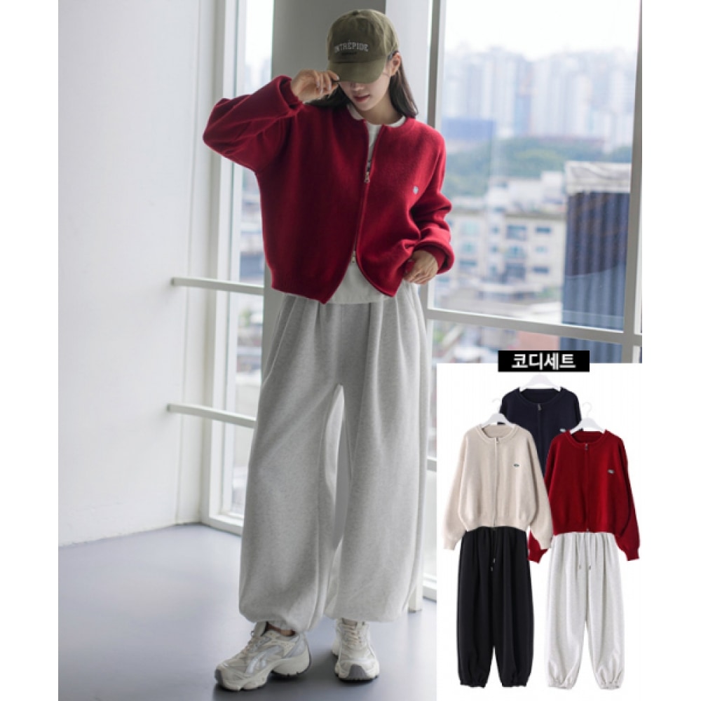 FRENCHCHIC [セット] Cosegg ツーウェイジップアップカーディガン&リラックスエラスティックパンツ