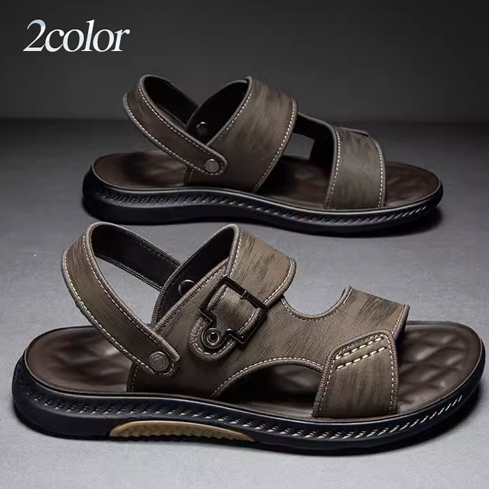 サンダル メンズ コンフォートサンダル バックストラップ マジックテープ マット 春 夏 ブラック カーキ