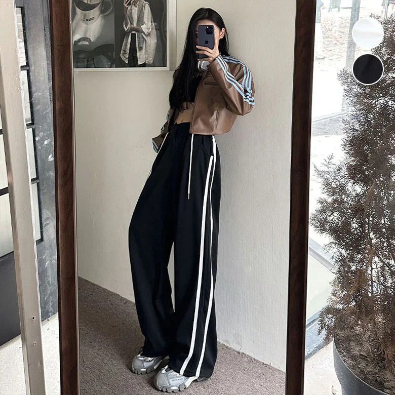 サイドライン スポーツ ワイドパンツ ダンス スポーツ 運動 ヨガ フィットネス