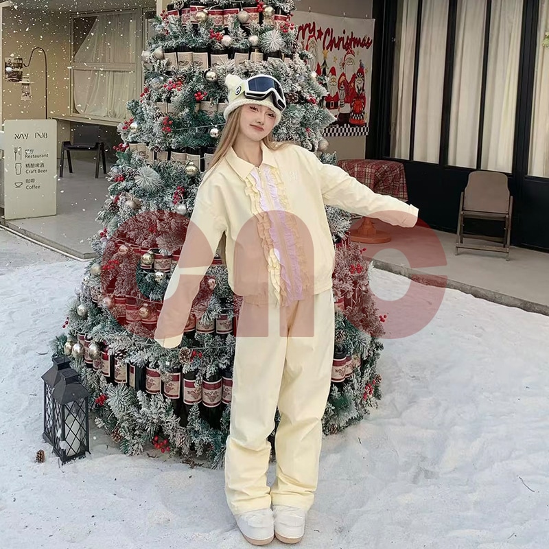 スノーボードウェア 2025 上下セット レディース メンズ ジャケット アウター パンツ パープル スノボー スキーウェア スノボウェア 韓国風 防水防寒防雪保温防風