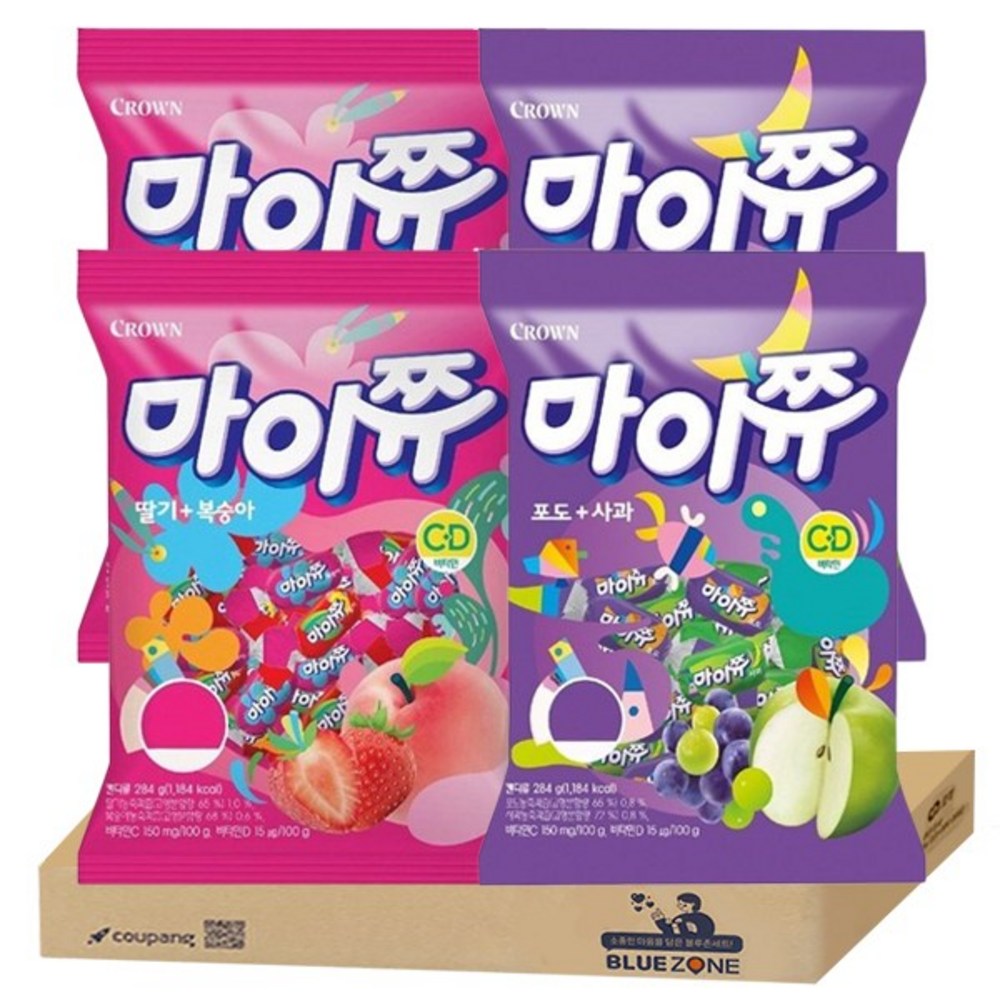 ブルーゾンクラウンマイム284g 大容量2種4口（いちご桃2+ブドウりんご2）