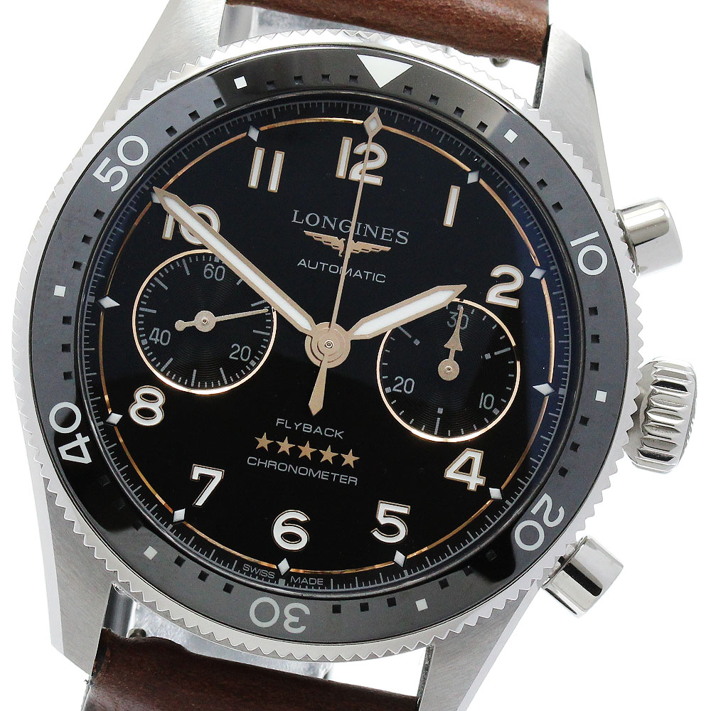 ロンジン LONGINES L3.821.4.53.2 スピリット フライバック 42ｍｍ フライバッククロノグラフ 自動巻き メンズ 箱・保証書付き_904348【中古】
