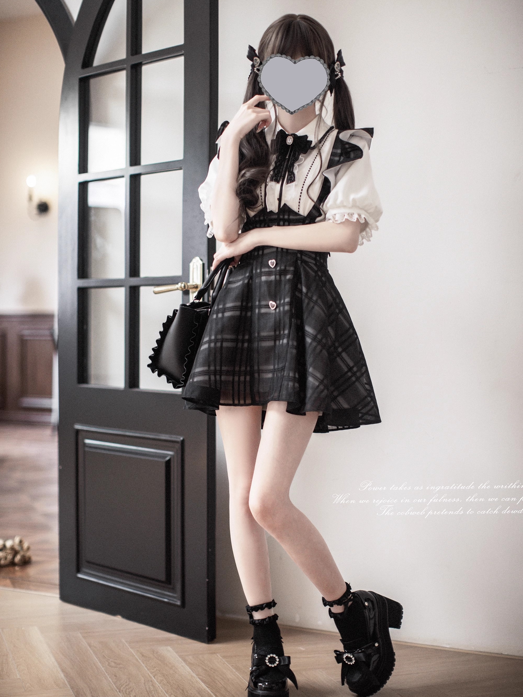 マインタイプの量産型ゴシックストラップスカート2ピースセットサブカルチャー