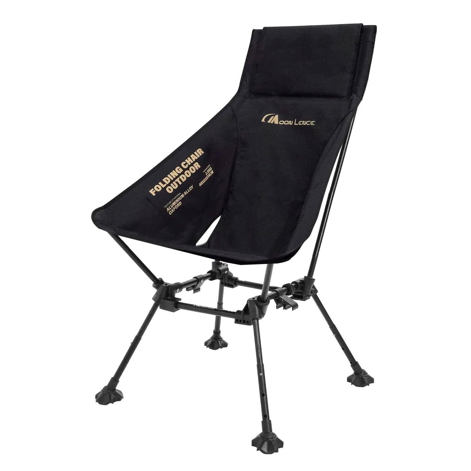 MOON LENCE アウトドア チェア ハイバック 「超ワイド67cm」 四段階高さ調節 大型足キャップ アルミ キャンプ 椅子 グランドチェア 折りたたみ 軽量 コンパクト 耐荷重180kg 専用