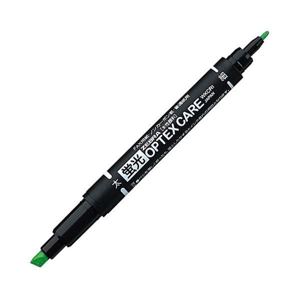(まとめ) ゼブラ 蛍光オプテックスケア 緑WKCR1-G 1セット（10本） (×10セット)