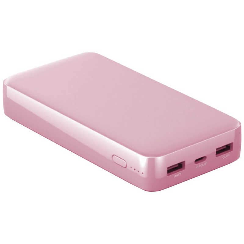 LAZOS　Type-Cポート搭載 QC PD対応 20000mAh 高速充電リチウムポリマーモバイルバッテリー LAZOS ピンク　L-20M-P