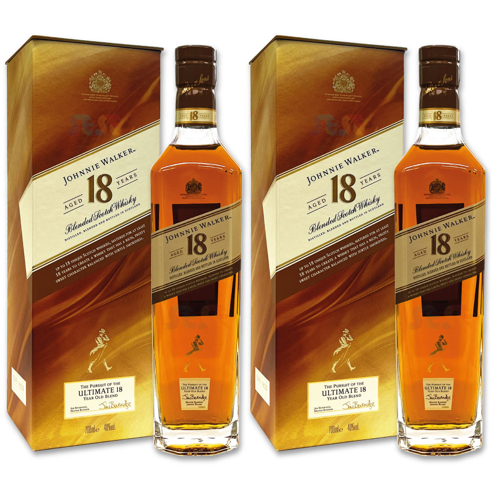 [正規品] ジョニーウォーカー 18年 2本セット 700ml / ギフトBox入り スコットランド ブレンデッドスコッチウイスキー Johnny Walker 18 Years
