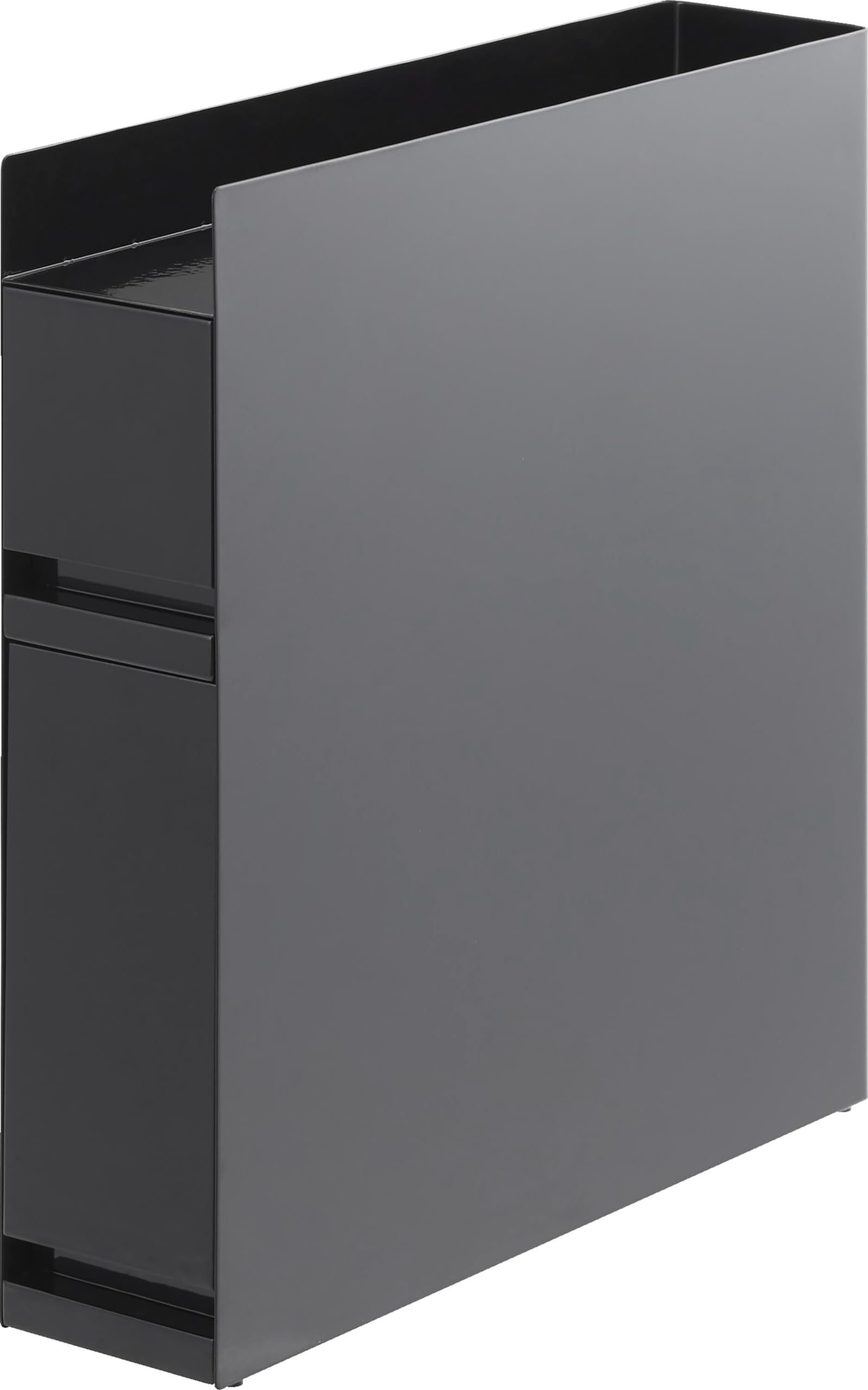 【 完成品 ストッパーのみ要取付 】 隠せる 調味料ラック 2段 ブラック 約W12.5×D50～93×H52.5cm タワー 大容量 引き出し式 コンロ横 キッチンラック