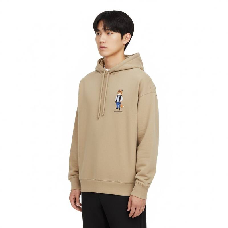 メゾンキツネ ドレスドフォックス フードTシャツ ベージュ メンズ PM00707KM0340 0302