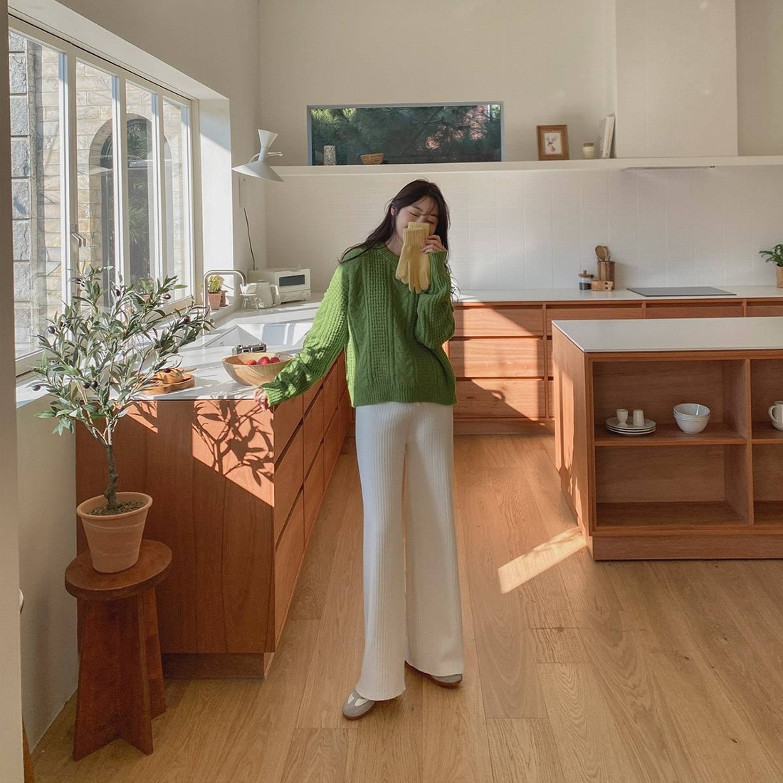 起毛ニットパンツ