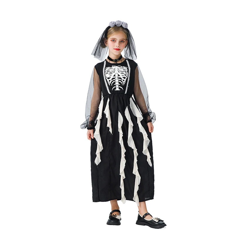 ハロウィンの子供用コスチューム魔女悪魔ゴースト花嫁吸血鬼スケルトンゾンビコスチューム女の子の面白いドレス