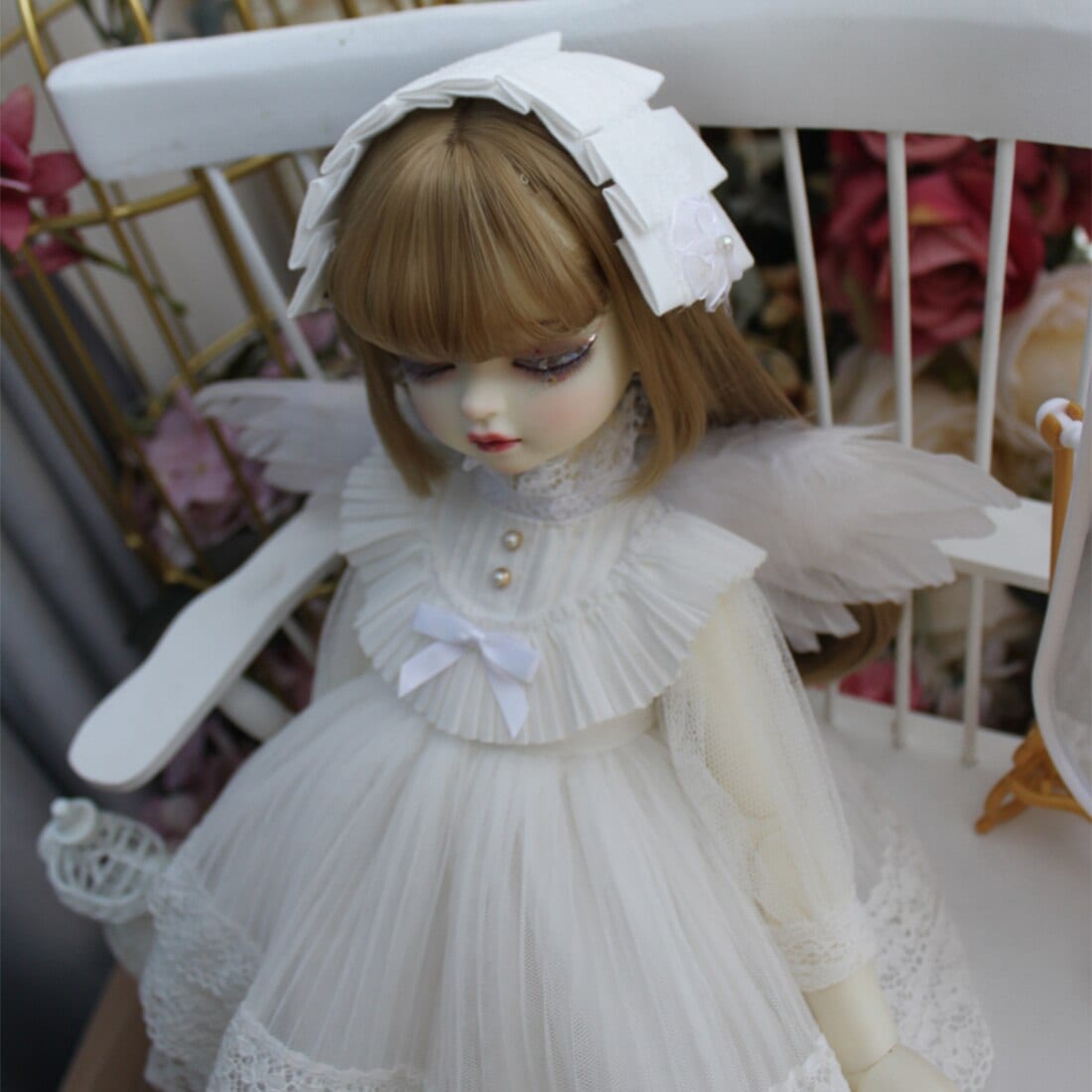 ホットホワイト天使の服1/6 1/3 bjd人形脳トレーニングのおもちゃ子供キッズ教育玩具誕生日ギフト-いいえ人形