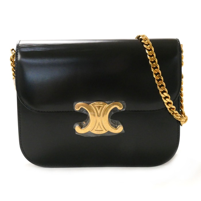 CELINE セリーヌ トリオンフ ミディアム カレッジバッグ ショルダーバッグ ブラック 113583BF4.38NO レディース 中古 極美品