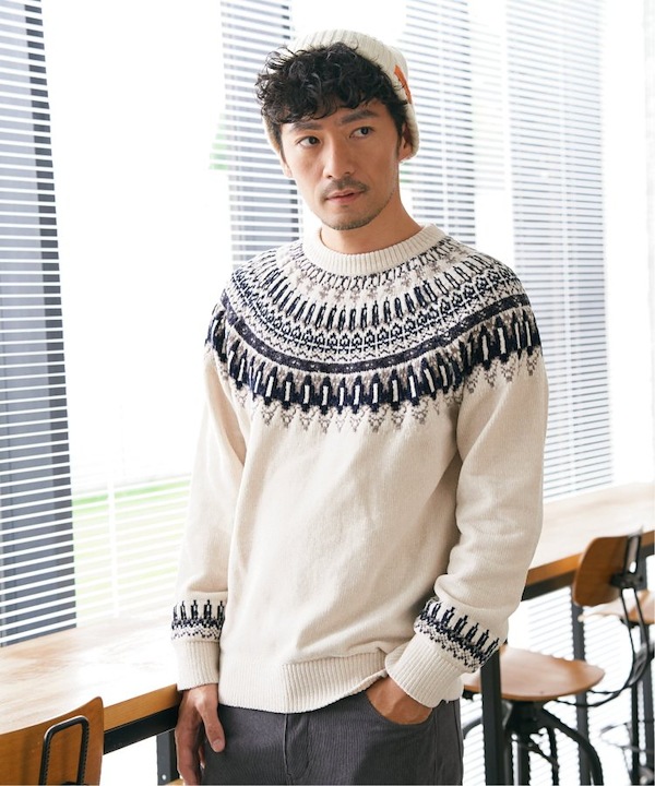 MARK & LONA ブラウン 幾何学模様 セーター MARK & LONA ブラウン 幾何学模様 セーター MARK & LONA