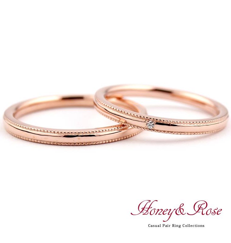 ハニーアンドローズ 結婚指輪 K10 ダイヤモンド 0.005ct KG-M011 KG-M012