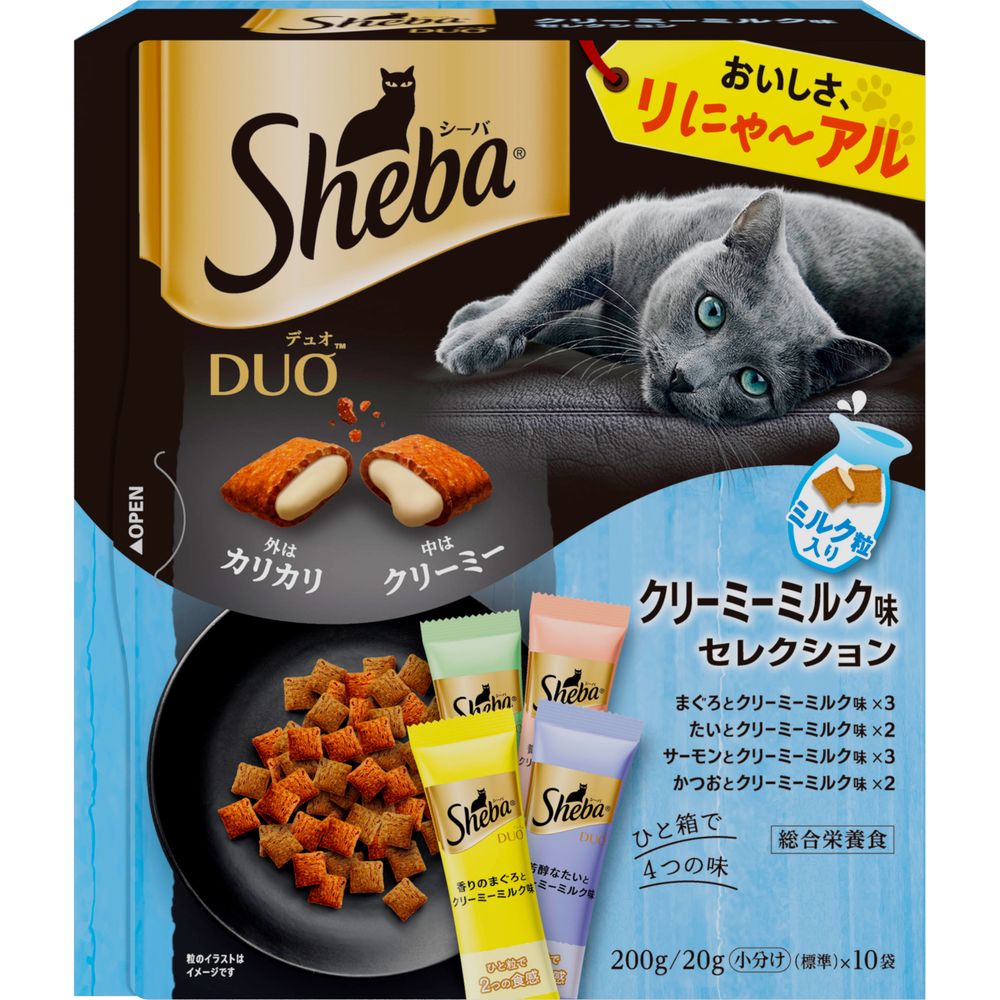 （まとめ買い）マース シーバ デュオ クリーミーミルク味セレクション 200g 猫用フード [x8]