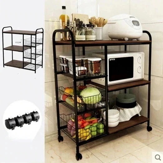 レンジ台 3段 キッチンラック レンジラック キャスター付き 棚取り外せる 水切り ワイヤー棚 通気性 キッチン収納 収納棚 食器棚 隙間 すきま収納 一括収納 台所 整理用品 おしゃれ1236