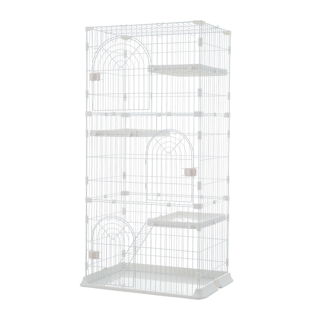 おしゃれ 猫 ケージ キャットケージ 3段 猫ゲージ おしゃれ キャットハウス ネコ ハウス 多段 留守番 保護 脱走防止 多頭飼いペットケージ【ホワイト】【M サイズ】 8,939円