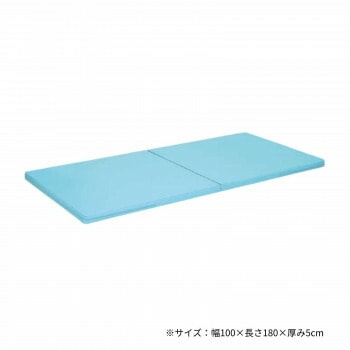 高田ベッド製作所 二つ折れ訓練マット 幅100x長さ180x厚み5cm スカイブルー TB-474