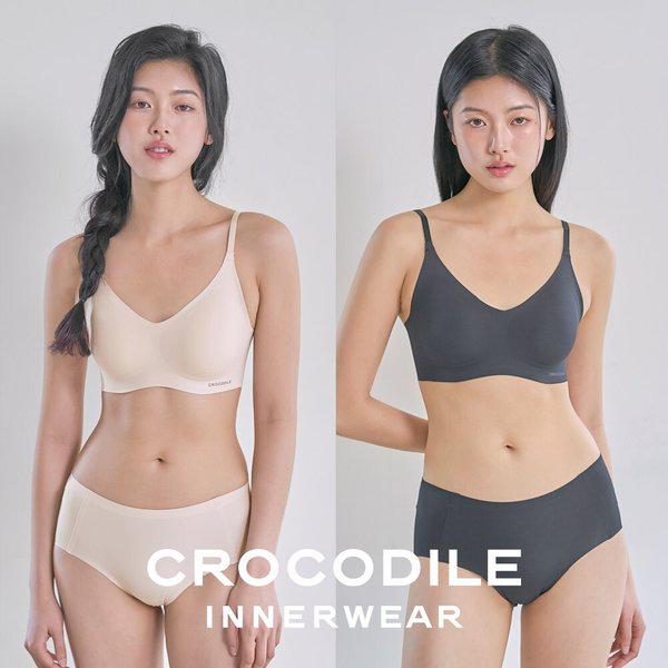 [] ソフト クールインゲン シェロン パッド分離フック型ブラ+パンティー 4種セット ベージュ ブラック CDW5N1820_T