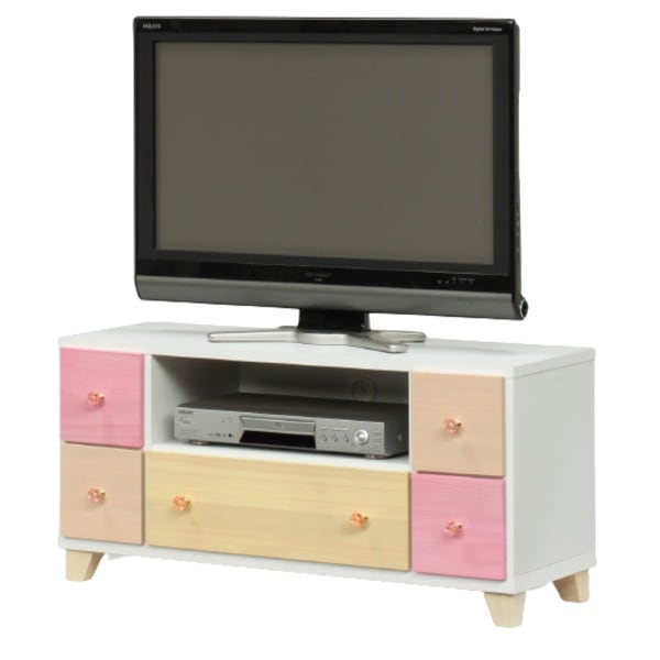 日本製 天然木 TV台 93.5cm幅 ピンク系 完成品 テレビ台 TVボード テレビボード リビングボード