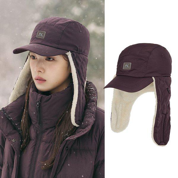 女性用冬のキルティング耳当て付きパッド入り登山トルーパーハット帽子 KSC872UC7W