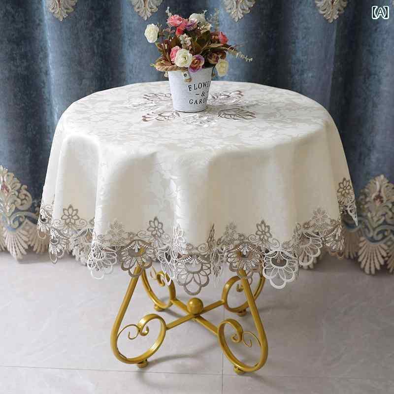テーブル クロス おしゃれ 北欧 ラウンド 円形 オーバル 正方形 ダイニング 食卓 花柄 レース 風 エレガント 白 青 黄