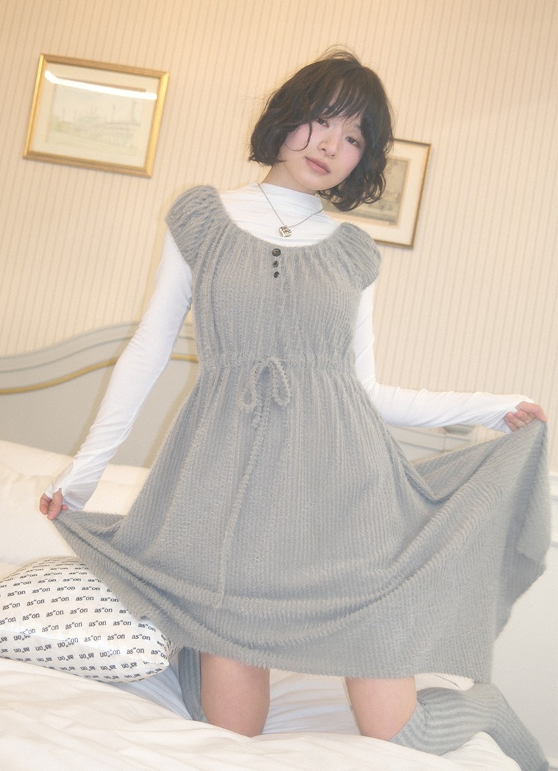 【AS"ON】 RUE PUFF DRESS / GRAY 正規品