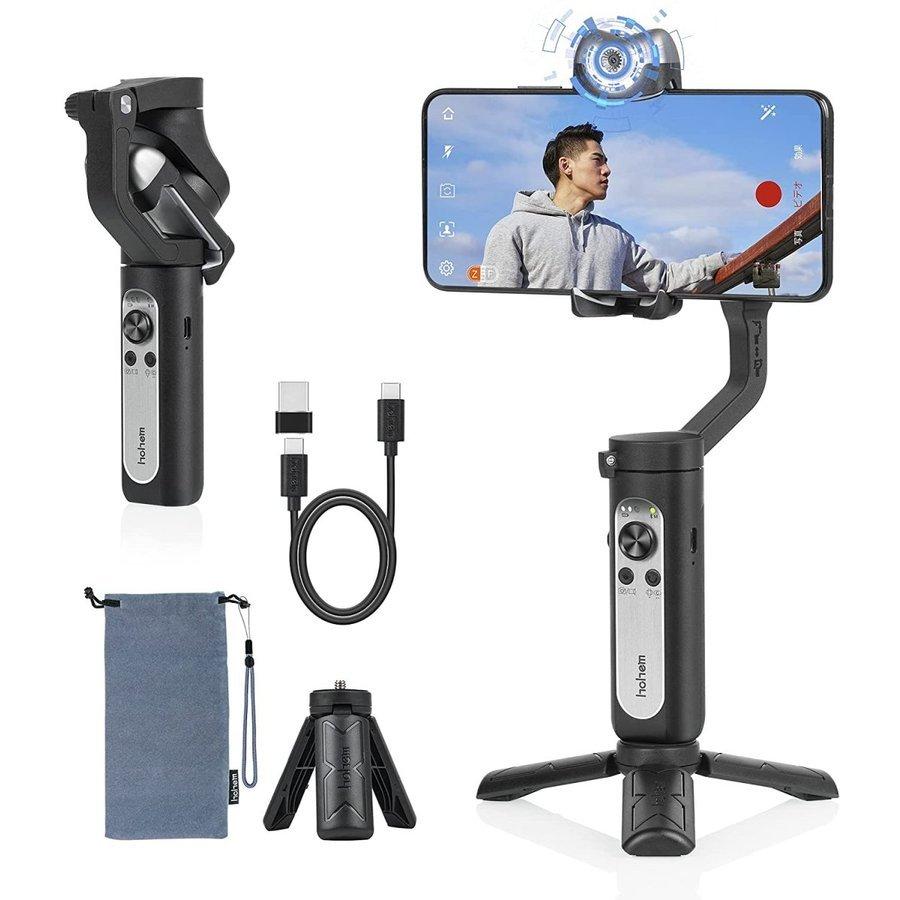 hohem iSteady V2 スマホ iphone 用 ジンバル 3軸 AI自動追跡 撮影用ライト付き3階段調光 9時間駆動 スタビライザー 折りたたみ式 小型軽量