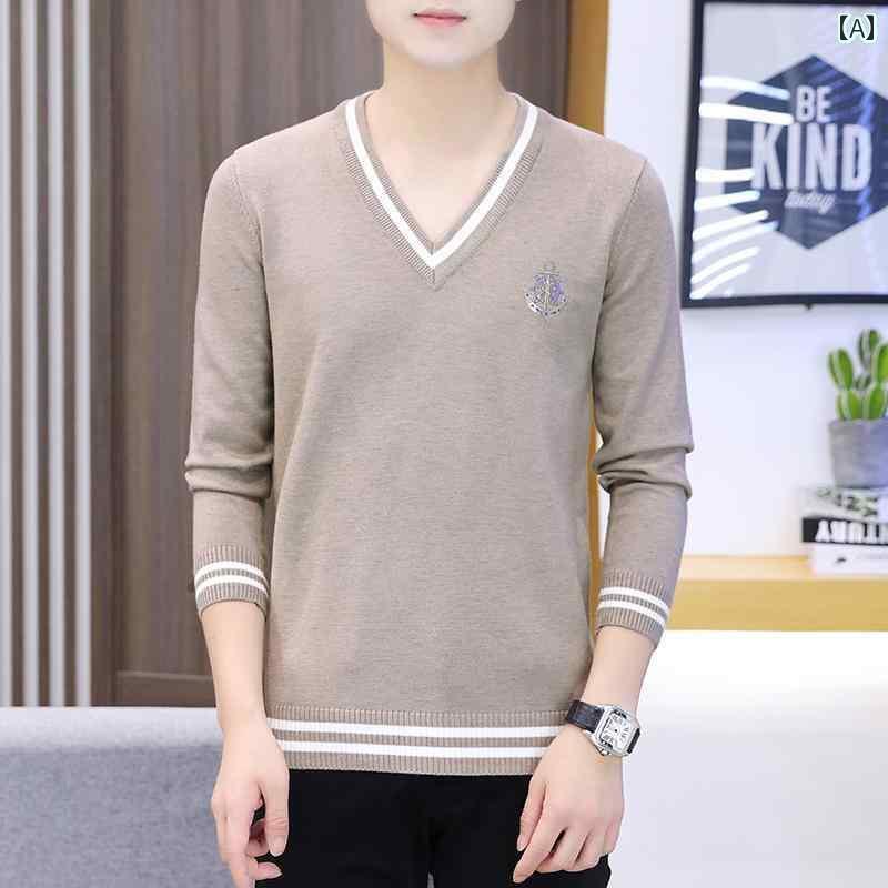 メンズ 社交 少年 薄 シャツ 恋人 ネック セーター 春秋 セーター Vネック ボール 投げる 余裕 い
