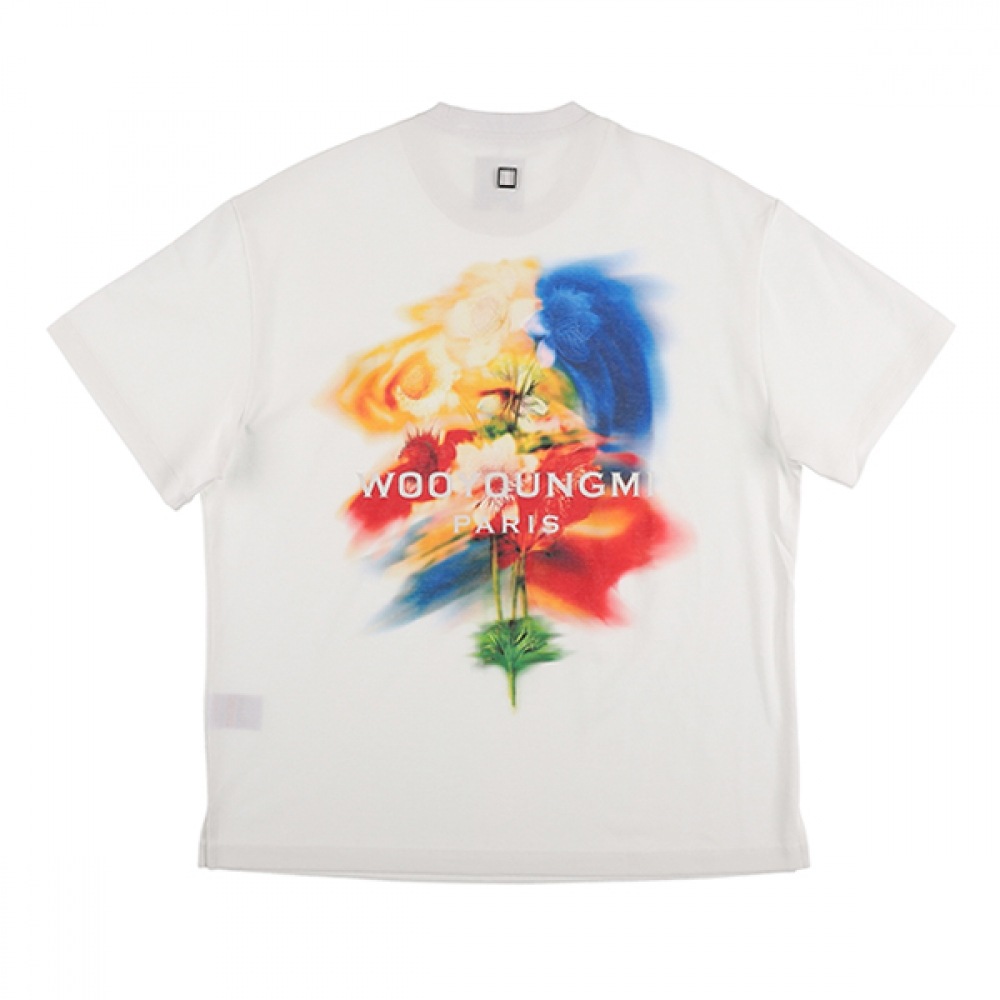 ウー・ヨンミ W243TS06 714W スウィングフラワーバックロゴメンズ半袖Tシャツ