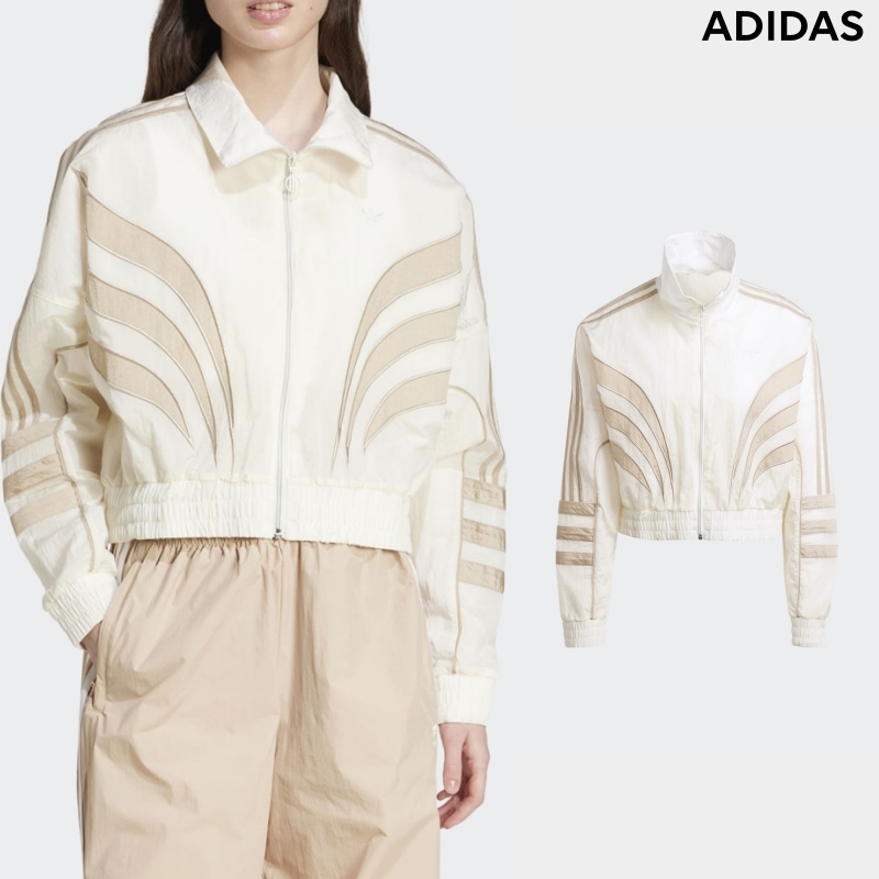 [ADIDAS] アディダス レディース アトランタ カットライン ルーズナイロン トラックトップ クラウドホワイト / WHITE