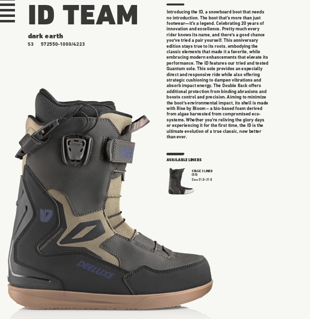 新品未使用 25-26 DEELUXE BOOTS ID TEAM S3 DARK EARTH 26.5cm 土日祝発送OK 11
