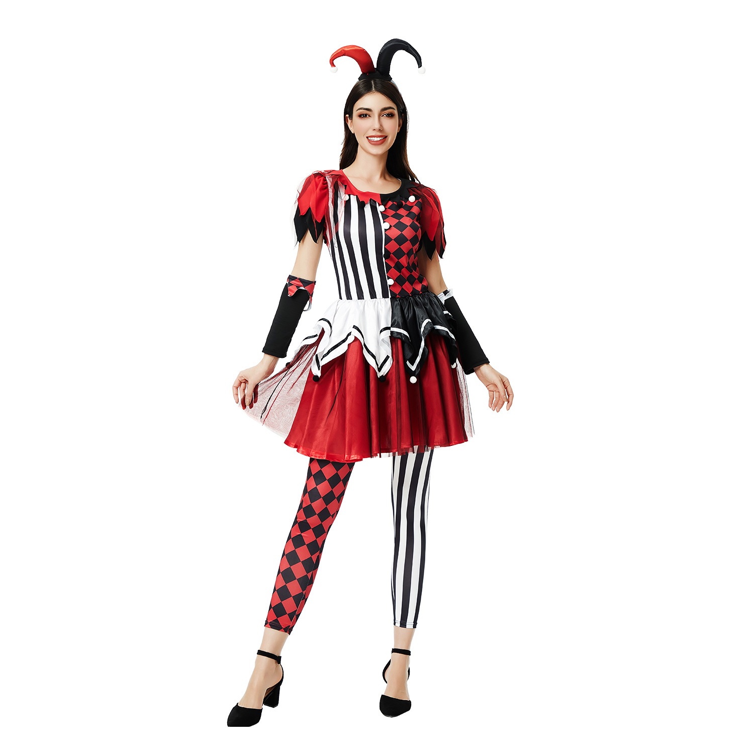 ハロウィン 仮装 サーカス ピエロ cos レディース ワンピース カーニバル 舞台 発表会 衣装
