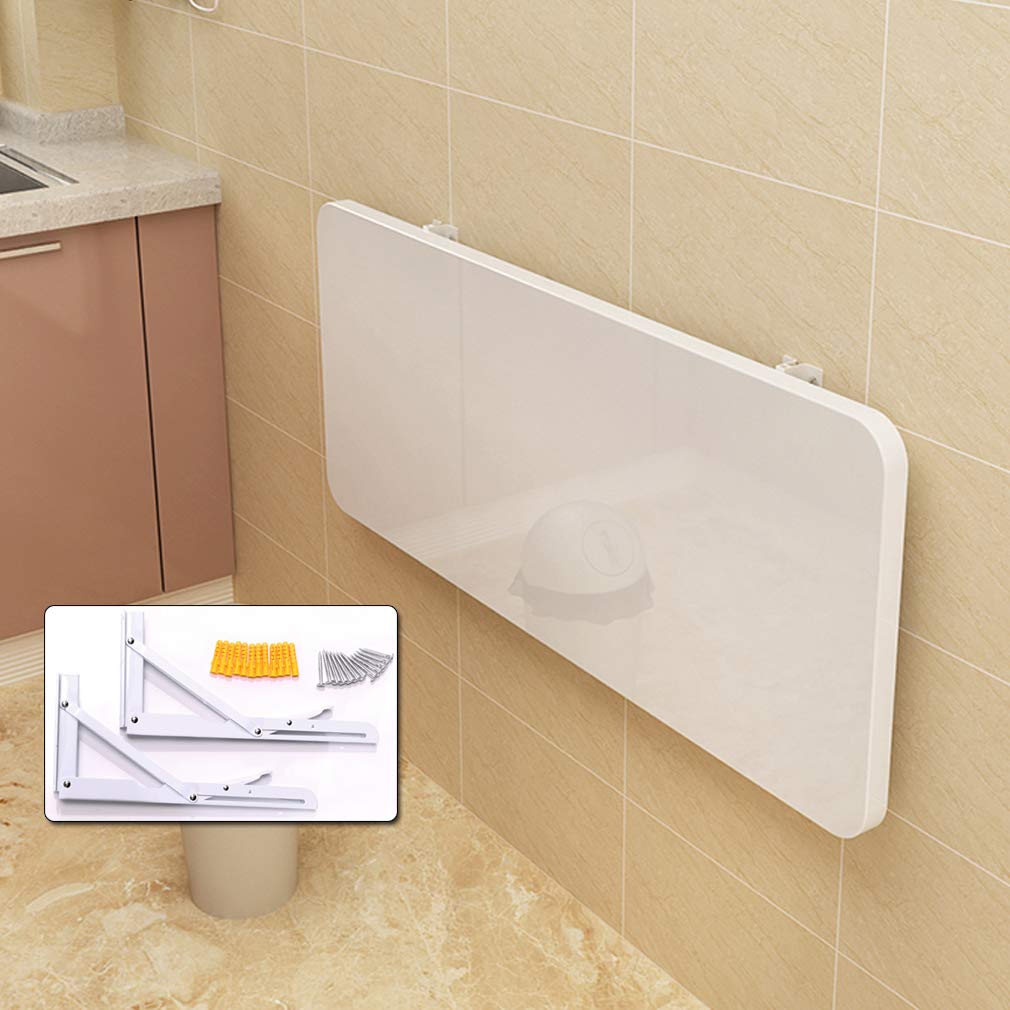 壁掛け折りたたみテーブル - 目に見えない木製ドロップリーフダイニングデスク自宅やオフィス用の省スペースフローティングワークステーション折りたたみ式コンピューターデスクスタイリッシュで機能的