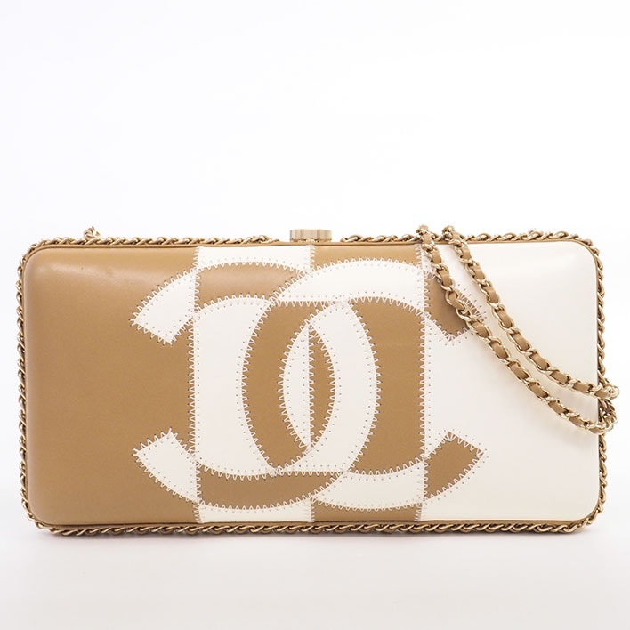 【美品】シャネル バイカラー チェーンショルダー ゴールド金具 CC ココマーク レディース【ショルダーバッグ】