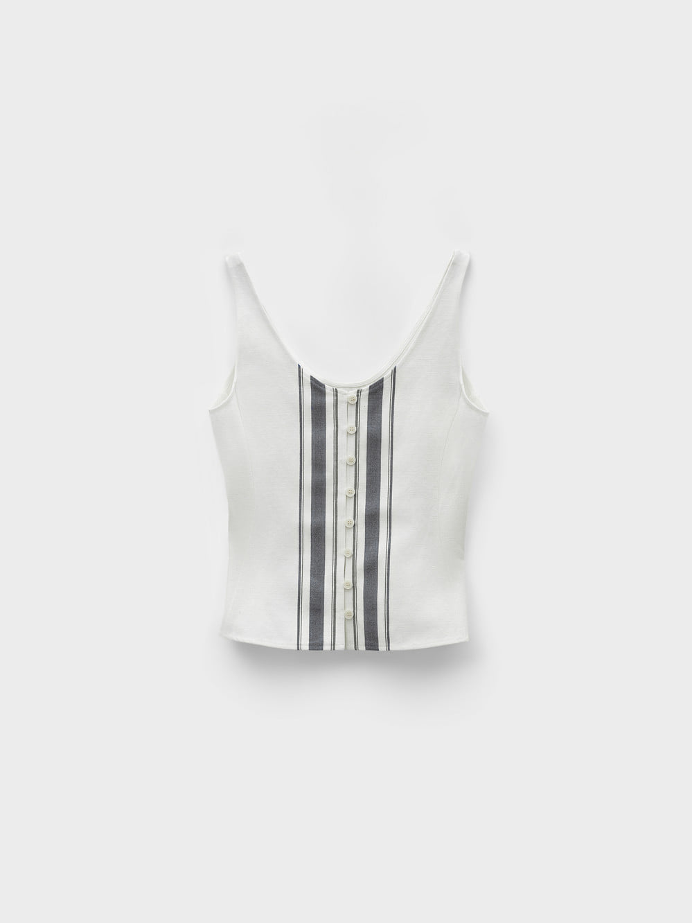 【LOW CLASSIC】 26SS STRIPE SLEEVELESS TOP : CHARCOAL STRIPE