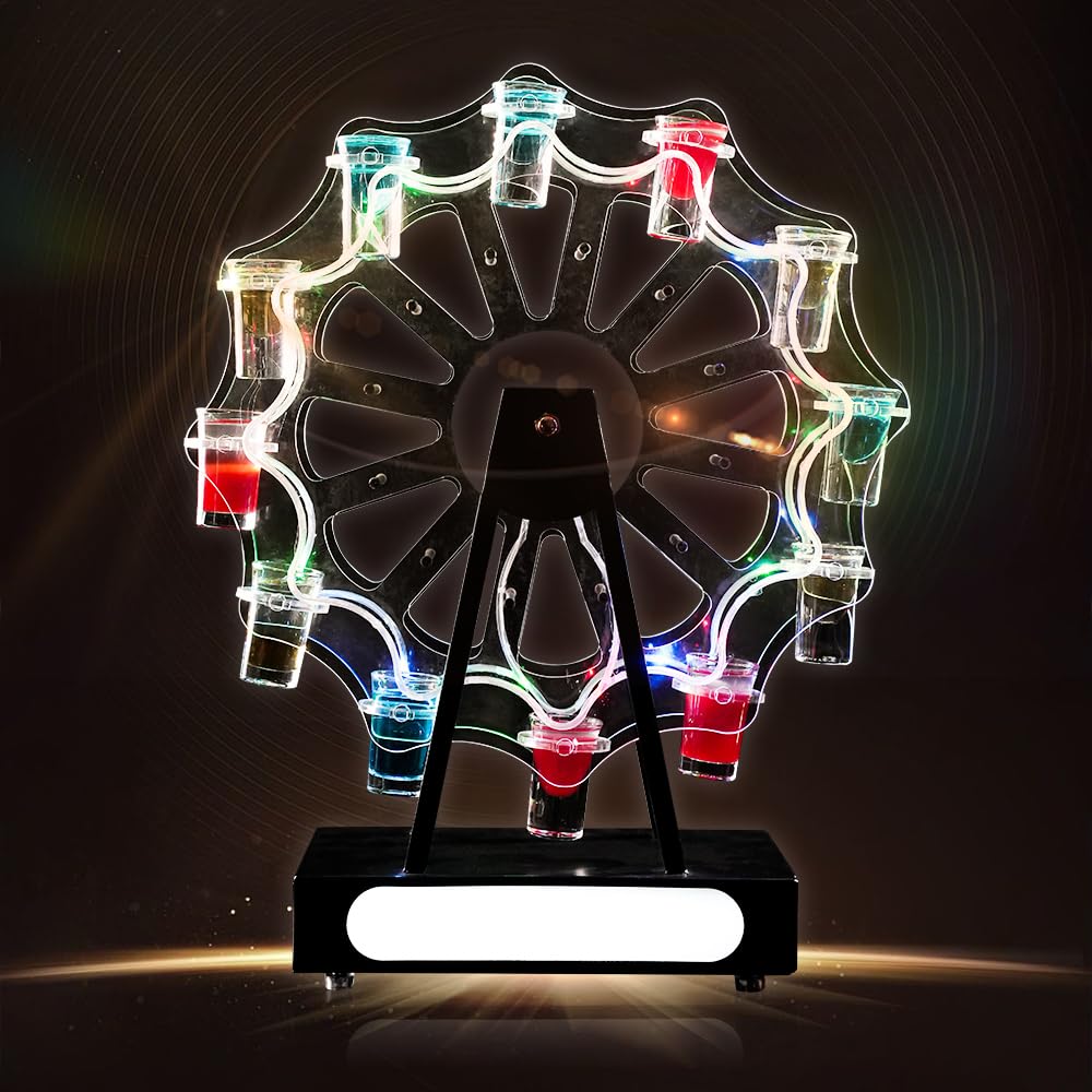 FSJKZXテキーラ観覧車 12個の25mlショットグラス付き観覧車型テキーラ テキーラ観覧車はテキーラ カクテルその他のドリンクに最適で イベント 展示会 パーティー 家庭 ナイトクラブ バー カラ