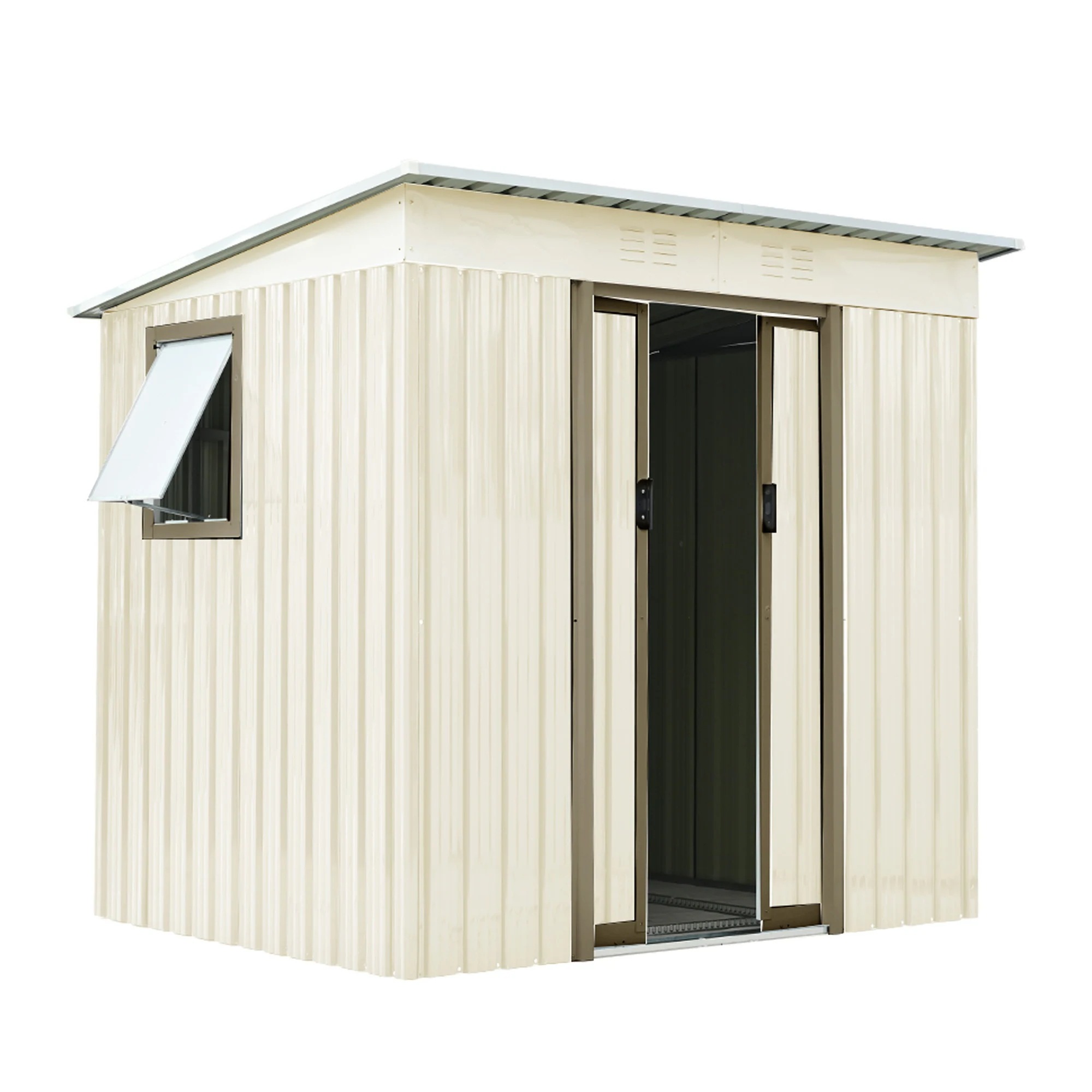 【可動棚&すべり出し窓付き】物置 屋外 スチール 倉庫 床材補強フレーム付き 戸外収納庫 W194cm*D152cm*H174cm　 物置き おしゃれ 大型 収納庫 屋外物置 防さび ベランダ 防水 30,752円