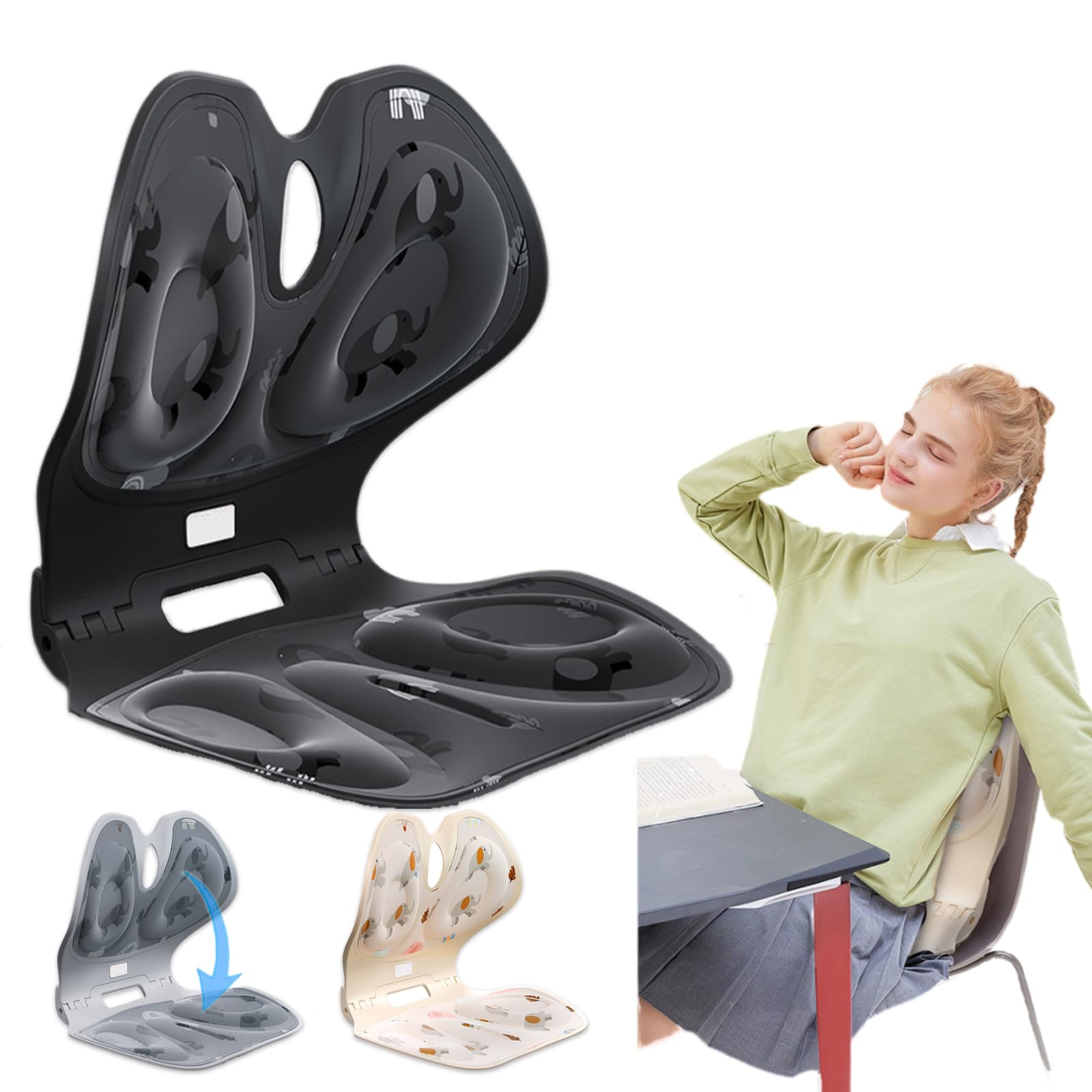 姿勢矯正 椅子 姿勢サポートチェア【折りたたみ可能!!2024 新昇級版 クッション 椅子】座り姿勢チェア 骨盤サポートシート 骨盤から腰をサポート 猫背予防 腰痛 クッション オ 66016