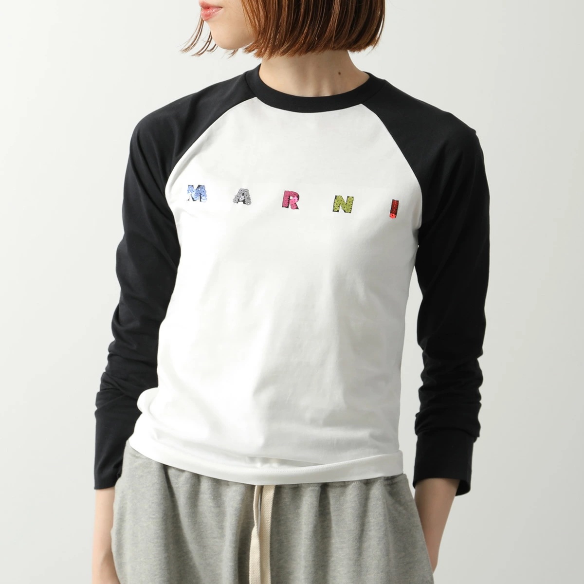 MARNI KIDS マルニ キッズ Tシャツ M01597 M00HZ レディース ガールズ カットソー スパンコール ロゴ ラグラン ロンT 長袖 0M900 15,333円
