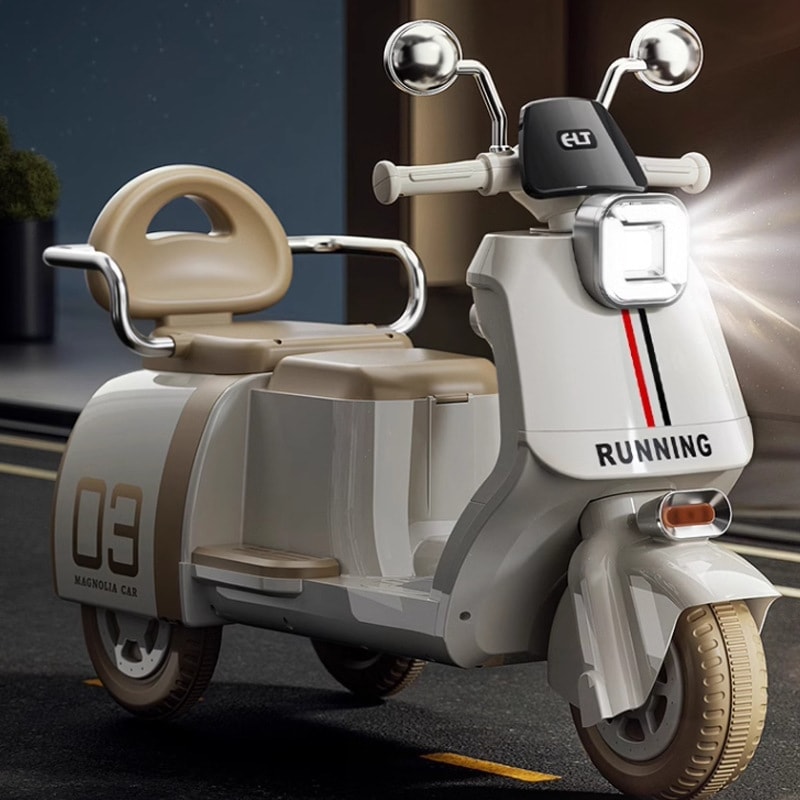 レトロムーランカートリサイクルデュアルホイールドライブリモコンリモートコントロール充電充電式子供用電気モーターサイクルダブル