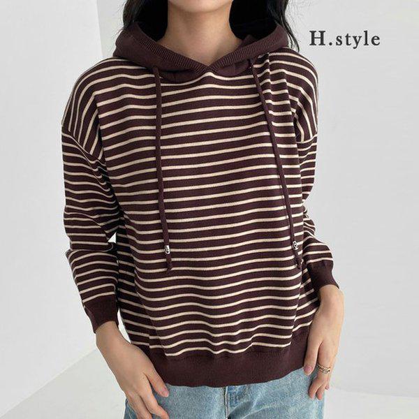 HスタイルKNルーラフードニットティー/秋/長袖/ニットティー/カーディガン