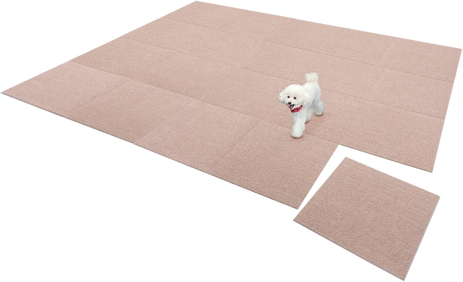 【日本製 撥水 消臭 洗える】サンコー ずれない ジョイントマット ペット用 45×45cm ベージュ 20枚 カーペットタイプ おくだけ吸着 タイルマット KN-70