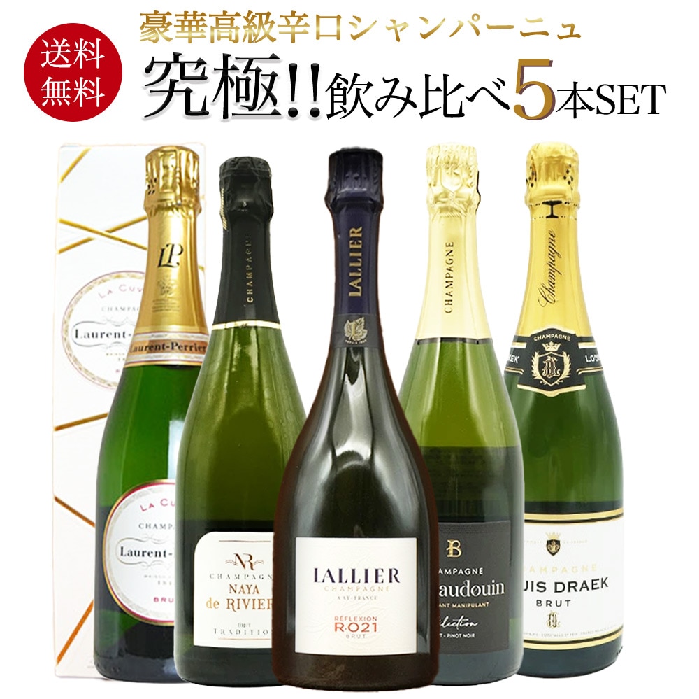 【送料無料】うきうき厳選！高級辛口シャンパーニュ究極飲み比べ豪華スペシャル5本セット ワインセット